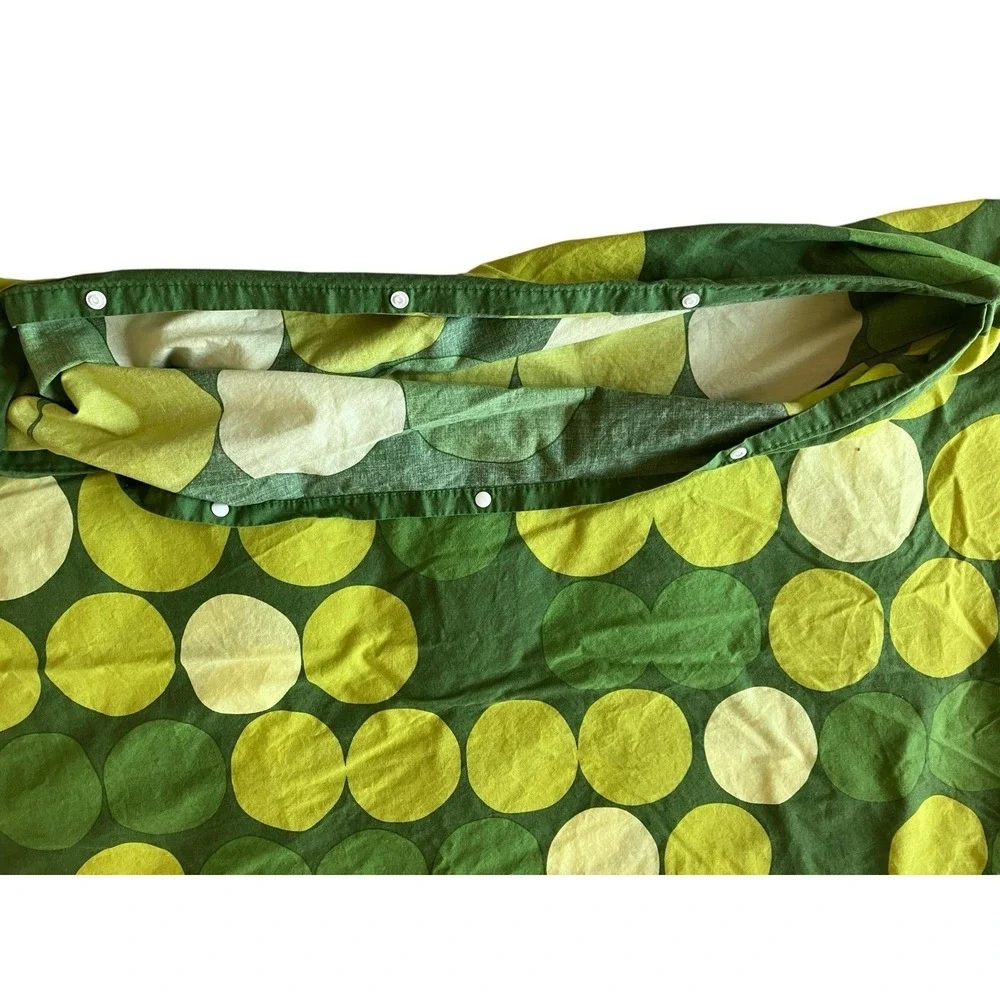 IKEA Smorboll Twin Duvet Cover Green Circle Polka Dot Retro MCM Mod Cotton